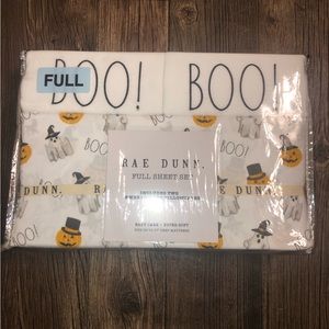 Rae Dunn Halloween Sheet Set Full Size BOO Ghosts New in Package (NIP)